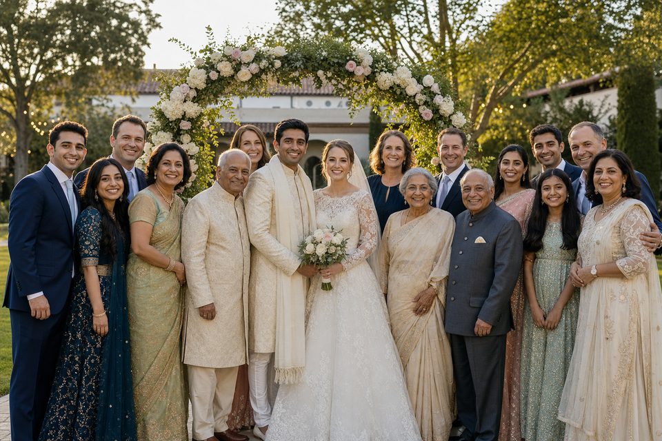 Family portrait at a wedding